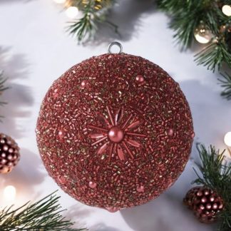 Weihnachtskugel OPIUM GiftCompany Blumenmuster, Perlen, rot ø 10 cm
