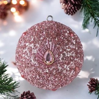 Weihnachtskugel OPIUM GiftCompany Pfaumuster, Perlen, rosa ø 10 cm