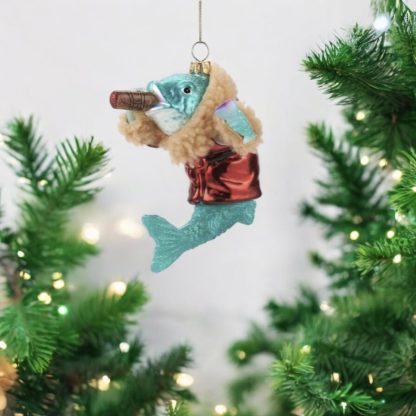 Weihnachtsbaumschmuck FISCH MIT ZIGARRE GiftCompany H 11 cm