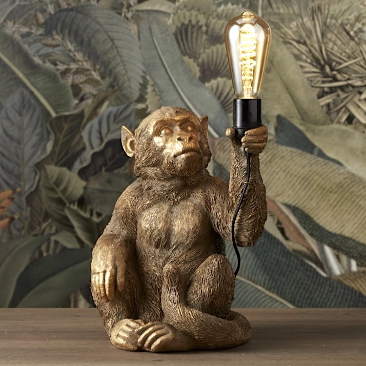 Tischlampe Affe ABU gold Werner Voß gold Höhe 39 cm