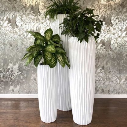 Bodenvase HARMONY maxi weiß Wellenstruktur Höhe 180 | 140 | 97 cm