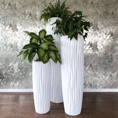 Bodenvase HARMONY maxi weiß Wellenstruktur Höhe 180 | 140 | 97 cm