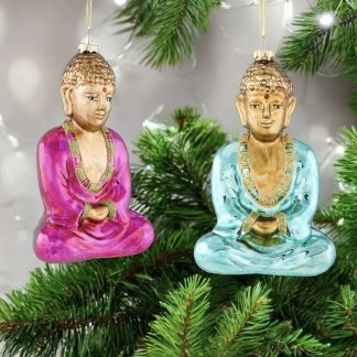 Weihnachtsbaumschmuck BUDDHA GiftCompany türkis | pink H 16 cm