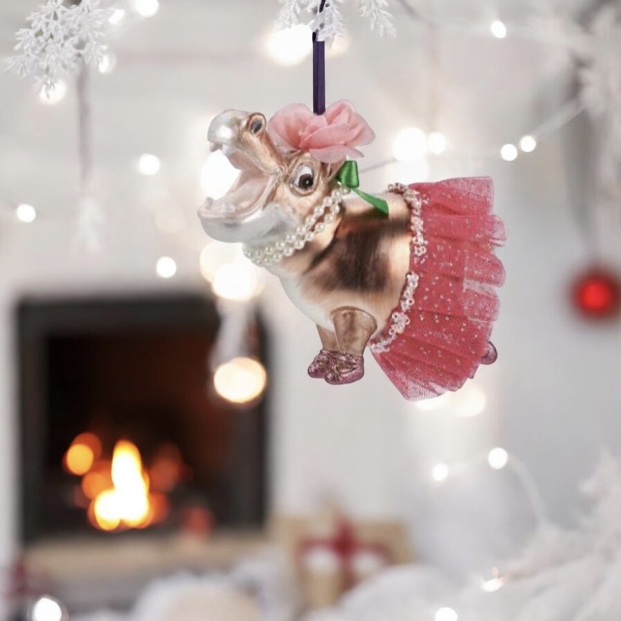 Weihnachtsbaumschmuck HIPPO MIT TÜTÜ GiftCompany H 9 cm