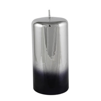 Kerze 2er Set Cylinderkerze CELLINI silber-schwarz 7x15 cm