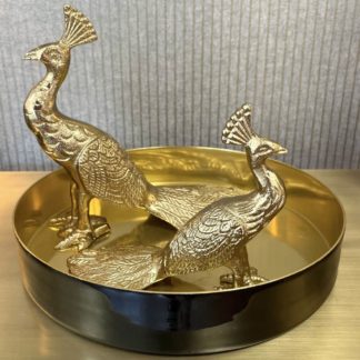Metall PFAU Figur gold H 21 cm
