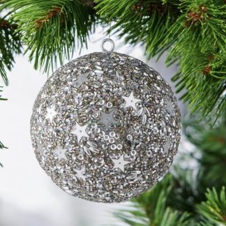 Weihnachtskugel OPIUM GiftCompany Glitzer, Sterne, Pailletten silber ø 10 cm