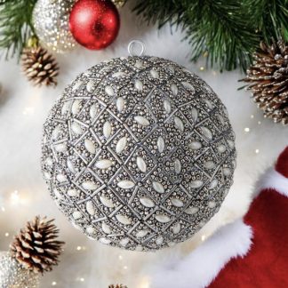 Weihnachtskugel OPIUM GiftCompany Perlen, weiße Steine antik silber ø 10 cm