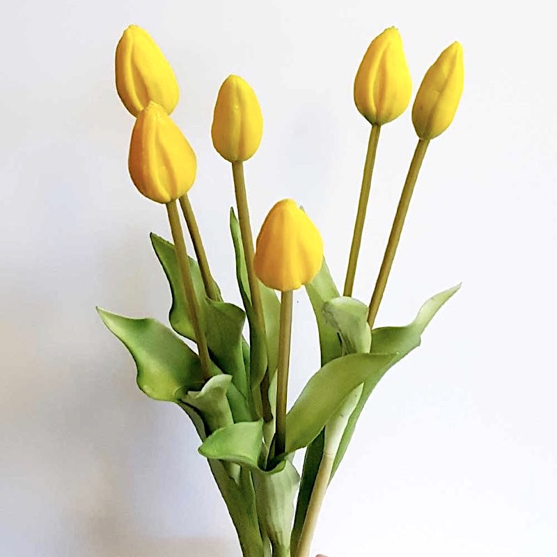 43 cm echt Bund wie Höhe gelb Tulpen 7er Künstliche