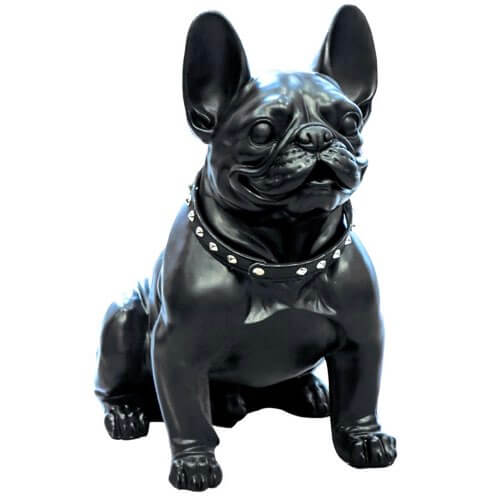 Deko Figur englische Bulldogge schwarz bunte Farbläufer