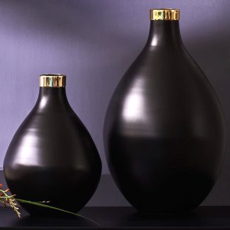 Vase SAIGON GiftCompany bauchig schwarz/gold H 27 | 40 cm
