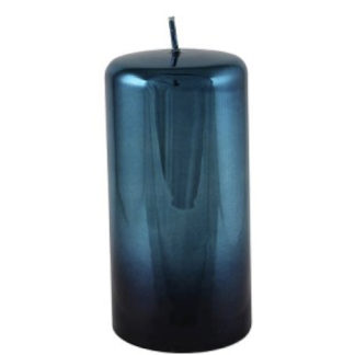 Kerze 2er Set Cylinderkerze CELLINI blau-schwarz H 10 | 15 cm
