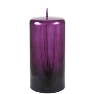 Kerze 2er Set Cylinderkerze CELLINI violett-schwarz H 10 | 15 cm