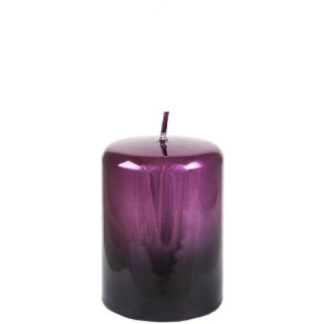 Kerze 2er Set Cylinderkerze CELLINI violett-schwarz H 10 | 15 cm