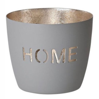 Windlicht MADRAS "Home" GiftCompany Flanell gold H 8,5 cm