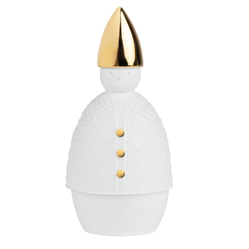 Dekofigur weiß Wintermärchen NIKOLAUS Räder Design H 13 cm