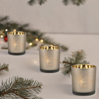 Teelichtgläser Weihnachten STERNENSTAUB Räder H 8 cm