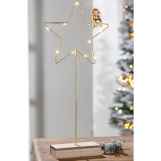 Fensterdeko Weihnachten beleuchtet LED Stern mit Engel Casablanca H 40 cm