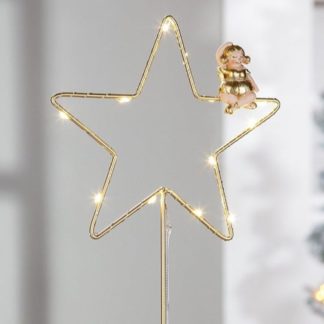 Fensterdeko Weihnachten beleuchtet LED Stern mit Engel Casablanca H 40 cm