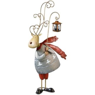 Weihnachtsfigur Metall Rentier mit Laterne H 77 cm