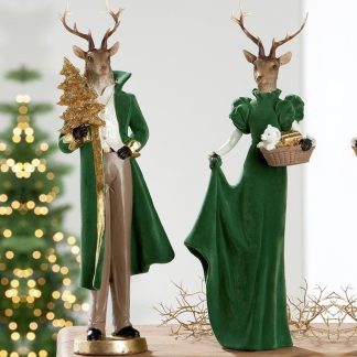 Weihnachtsfigur Hirsch 2er Set Graf & Gräfin Casablanca Höhe 42 cm
