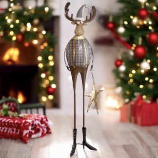 Weihnachtsfigur Rentier mit LED Stern Casablanca H 95 cm