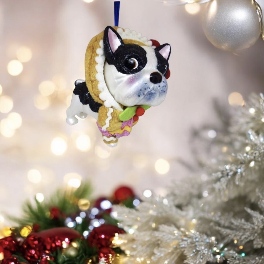 Weihnachtsbaumschmuck Bulldogge im Lebkuchenkostüm GiftCompany H 11 cm