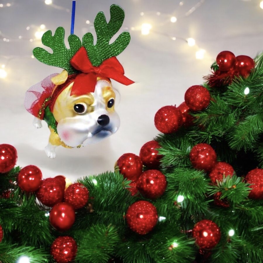 Weihnachtsbaumschmuck Bulldogge mit Geweih GiftCompany H 16 cm