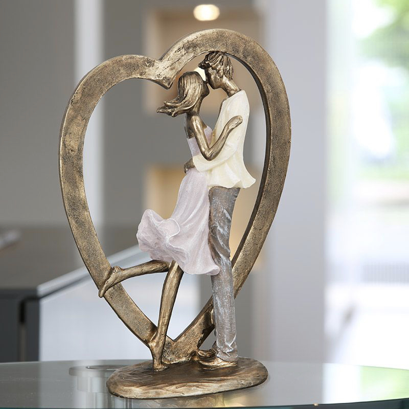 Skulptur Paar im Herz Casablanca H 27 cm | Dekofiguren