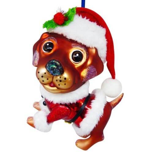 Weihnachtsbaumschmuck Hund im Weihnachtsmannkostüm GiftCompany H 13 cm