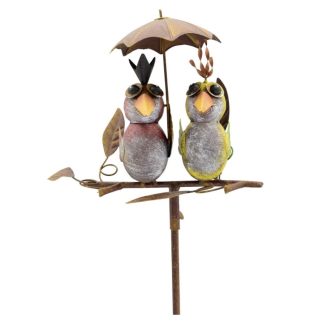 Gartenstecker Metall Vogelpaar mit Regenschirm H 133 cm