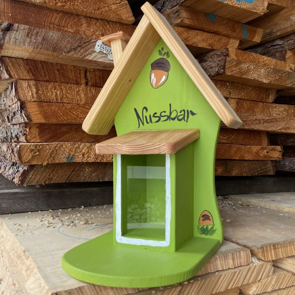 Eichhörnchen Futterhaus Deluxe kiwigrün Vogelvilla H 38 cm