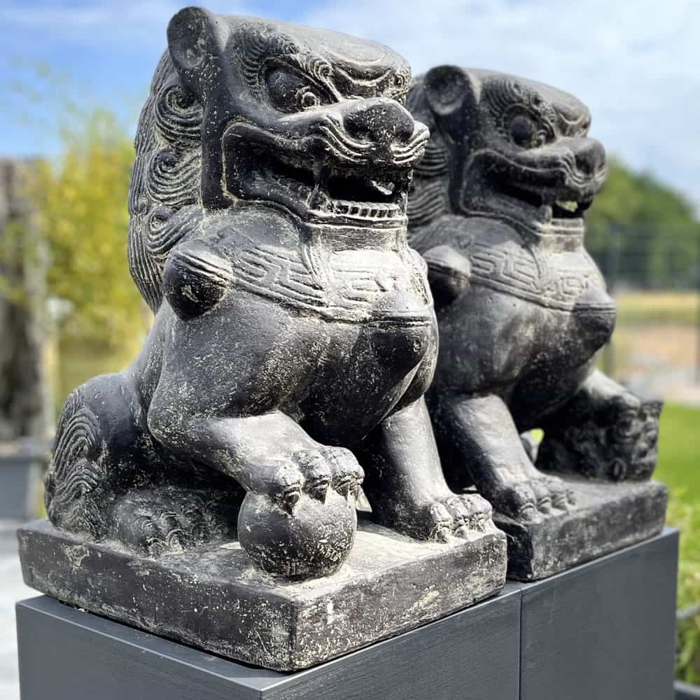 Gartenfigur groß Tempel-Löwen 2er-Set Höhe 60 cm