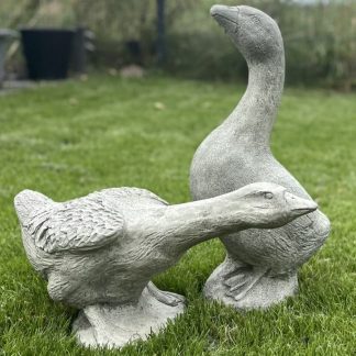 Steinfiguren Garten Gänsepaar