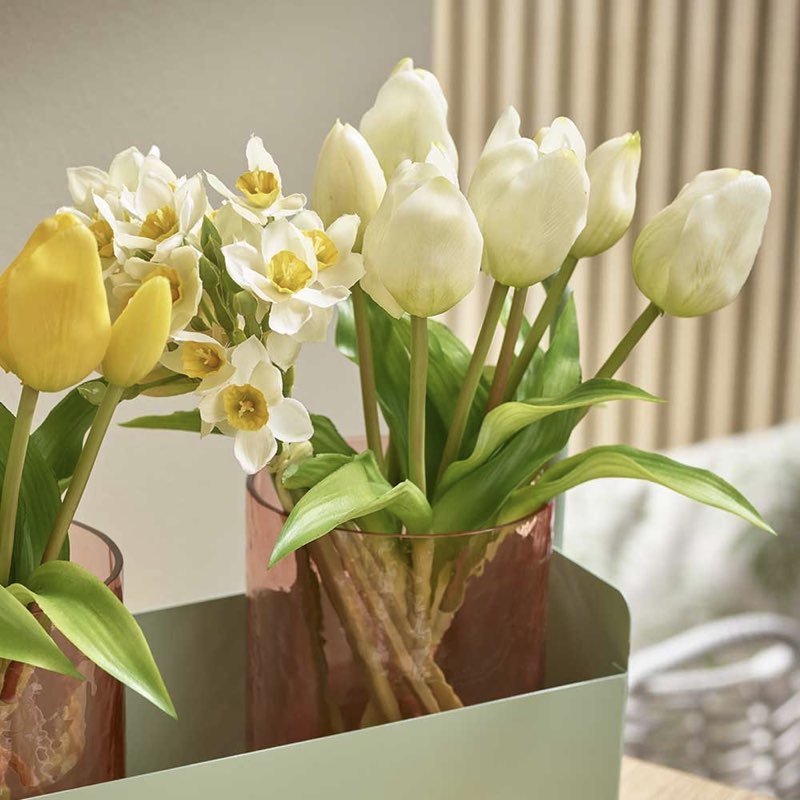 Künstliche Tulpen wie echt creme 7er Bund Höhe 30 cm