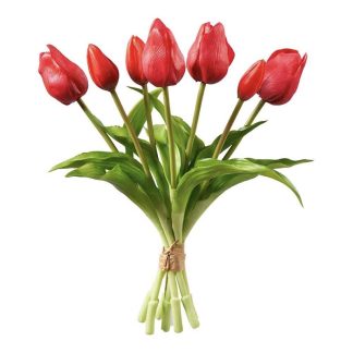 Künstliche Tulpen wie echt rot 7er Bund Höhe 30 cm
