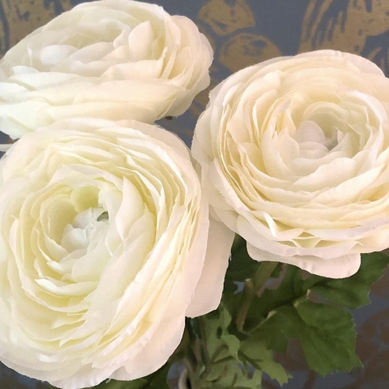 Kunstblumen Seidenblumen Strauß RANUNKEL H 48 cm weiß