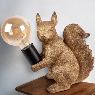 Tischlampe Eichhörnchen EMILIA gold Höhe 25 cm