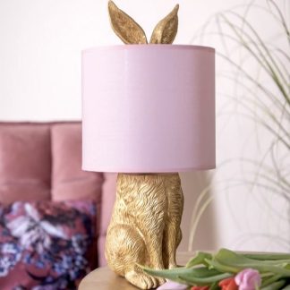 Tischlampe Hase gold/rosa Höhe 43 cm