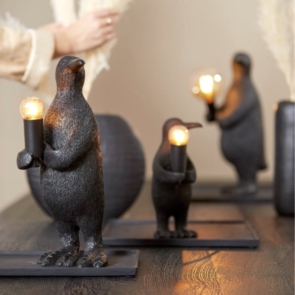 Tischlampe Pinguin schwarz matt Höhe 41 cm