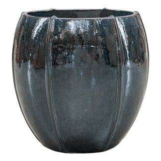 Keramik Pflanzkübel glasiert MODA blau Höhe 55 cm