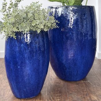 Keramik Pflanzkübel XXL outdoor blau 2er Set