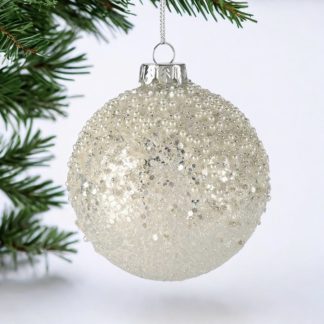 Weihnachtskugel SEOUL GiftCompany Glitzer weiß ø 8 cm