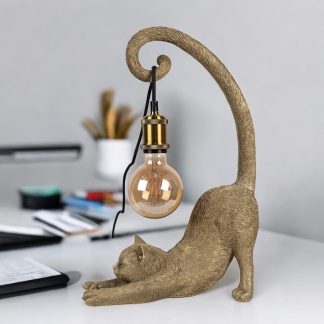 Tischlampe Katze CHLOE gold Höhe 49 cm