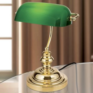 Tischlampe Bankerlampe grün Höhe 36 cm