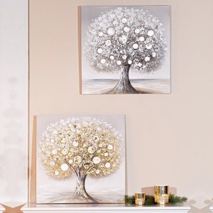 Leinwandbild TREE SOLO Casablanca gold silber