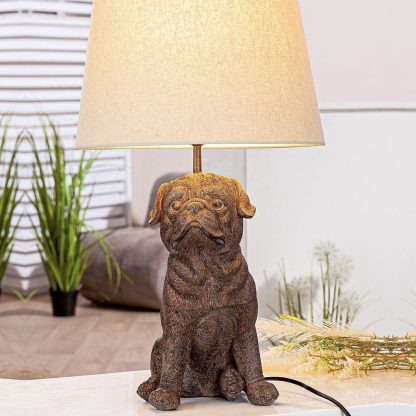 Tischlampe Hund MOPS Casablanca Höhe 52 cm