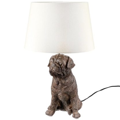 Tischlampe Hund MOPS Casablanca Höhe 52 cm