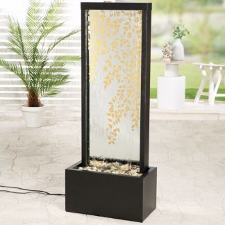 Gartenbrunnen Wasserwand LED Blumendesign MACARENA Höhe 121 cm