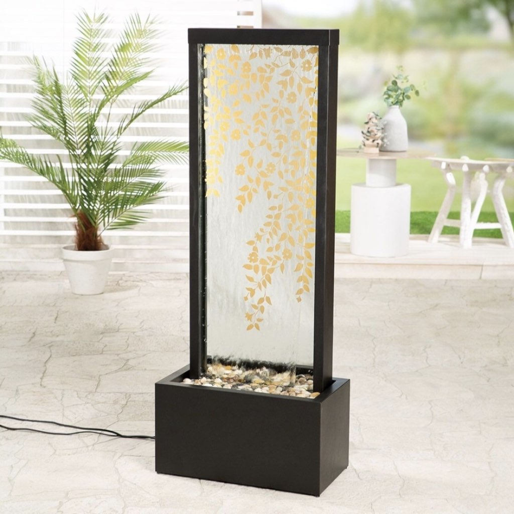 Gartenbrunnen Wasserwand Led Blumendesign Höhe 121 Cm2